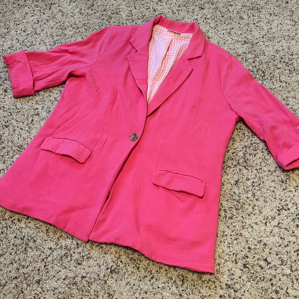 Women's Linen Pink Blazer